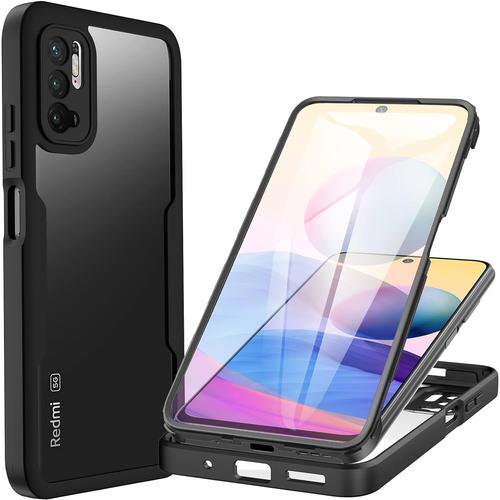 Coque Antichoc Avec Protection Écran Pour Xiaomi Redmi Note 10 5g/Poco M3 Pro 5g - Étui Double Face Transparent Intégral Noir