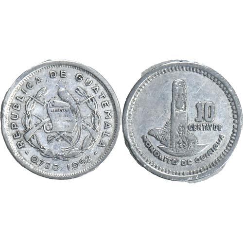 Guatemala - 1952 - 10 Centavos - Monolithe - 307 139 Ex. - Argent (720¿) - 20-041
