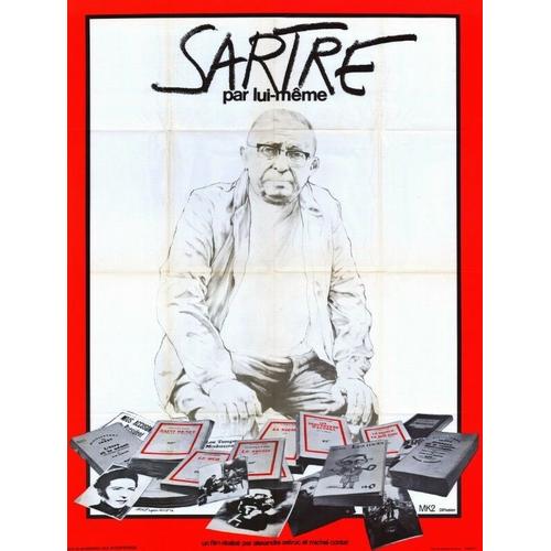 Sartre Par Lui Même - Véritable Affiche De Cinéma Pliée - Format 120x160 Cm - De Alexandre Astruc, Michel Contat, Guy Seligmann Avec Jean-Paul Sartre, Simone De Beauvoir - 1976