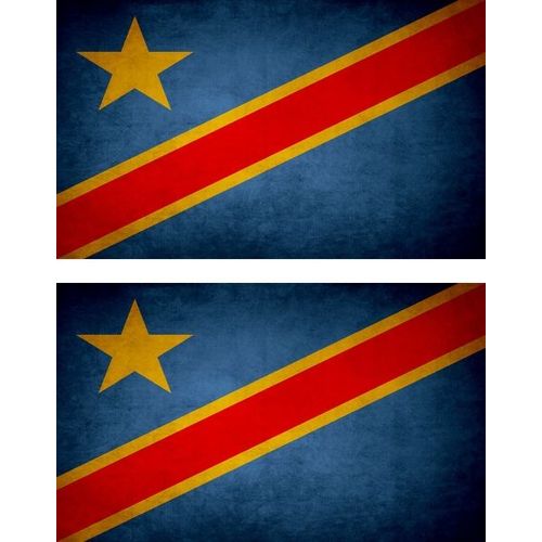 2x Autocollant Sticker Drapeau Vintage Vieilli Cgo Congo Rdc