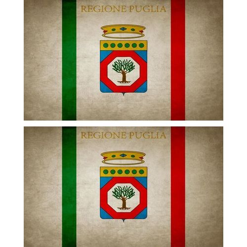 2x Autocollant Sticker Drapeau Vintage Vieilli Italie Pouilles