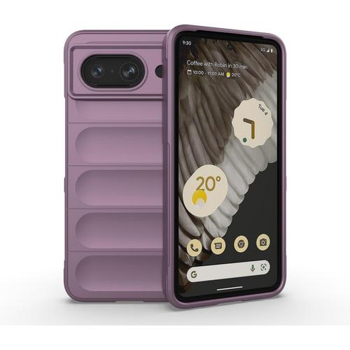 Coque Silicone Liquide Pour Google Pixel 8 Violet Clair Avec Protection Anti-Germes Et Doublure Douce En Microfibre, Housse Full Bod