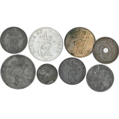 Danemark - 8 Monnaies - 1 Ore 1943 * 2 Ore 1942 1943 1962 * 2 Ore 1927 * 5 Ore 1941 1959 1966 - V234