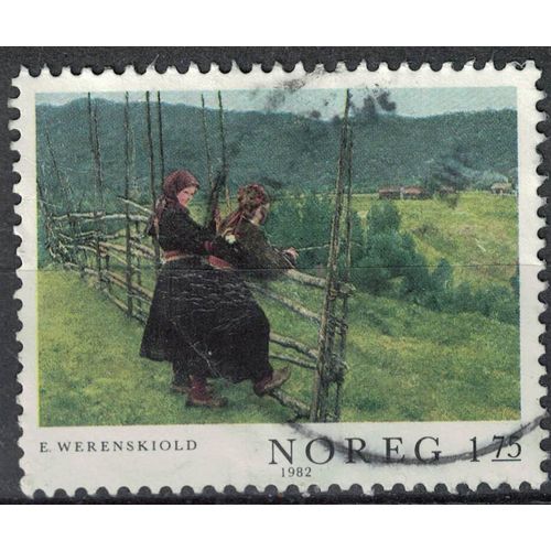 Norvège 1982 Oblitéré Used Erik Werenskiold Peinture View From Gvarv In Telemark Girls Su