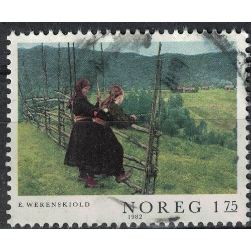 Norvège 1982 Oblitéré Used Erik Werenskiold Peinture View From Gvarv In Telemark Girls Su
