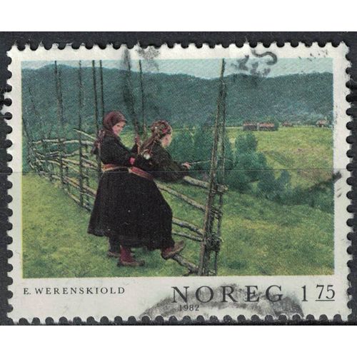 Norvège 1982 Oblitéré Used Erik Werenskiold Peinture View From Gvarv In Telemark Girls Su