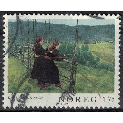 Norvège 1982 Oblitéré Used Erik Werenskiold Peinture View From Gvarv In Telemark Girls Su