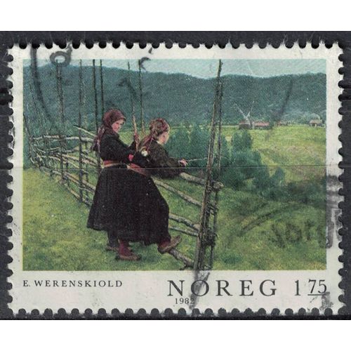 Norvège 1982 Oblitéré Used Erik Werenskiold Peinture View From Gvarv In Telemark Girls Su