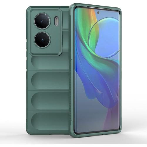 Coque Silicone Liquide Pour Vivo Y200 5g/Vivo V29e Vert Avec Protection Anti-Germes Et Doublure Douce En Microfibre, Housse Full Bod