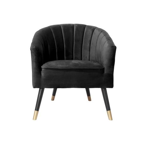 Fauteuil Art Décoration Effet Velours Royal - Noir