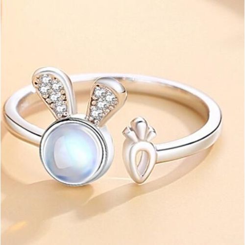 Bague En Pierre De Lune Lapin Mignon, Bijoux Pour Femmes, Accessoires De Fête Élégants, Cadeau Jz325