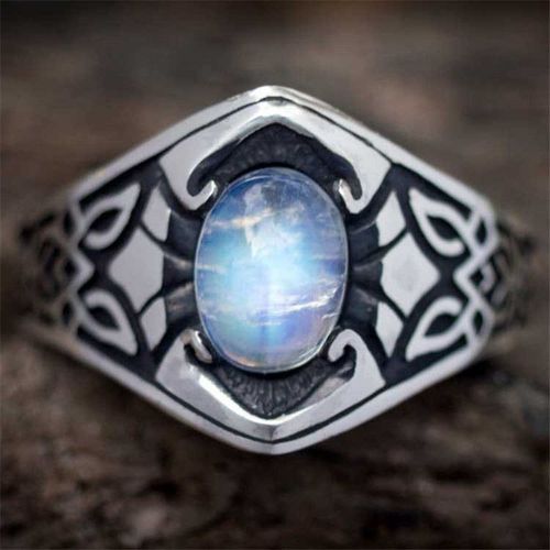 Bagues Boho Vintage Tibétain En Argent Et Pierre De Lune Pour Femmes, Bijoux De Filles, Cadeau De Mariage, Jz367