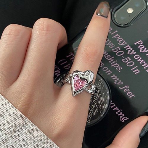 Bague Opale En Zircon Pour Filles, Anneau Ouvert Irrégulier, Étoile Pierre De Lune Vintage Géométrique Y2k, Esthétique, Tendance Coréenne, Bijoux Pour Filles Jz586