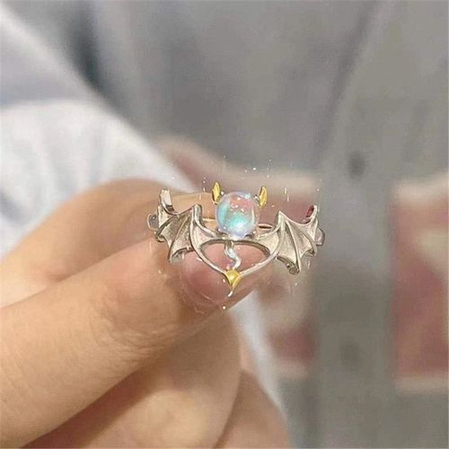 Bague Opale En Zircon Pour Filles, Anneau Ouvert Irrégulier, Étoile Pierre De Lune Vintage Géométrique Y2k, Esthétique, Tendance Coréenne, Bijoux Pour Filles Jz586