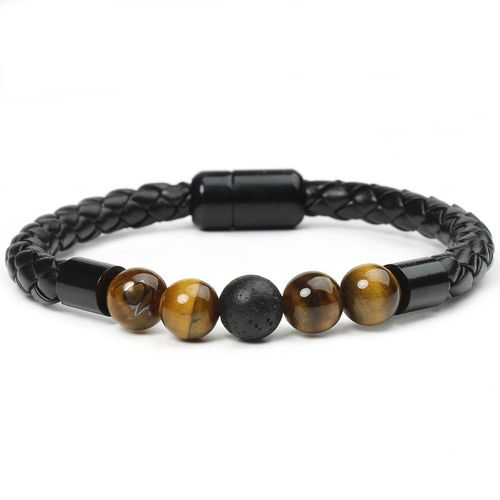 Bracelet En Pierre D'oeil De Tigre Pour Hommes Et Femmes, Perles En Pierre De Lave Naturelle, Yoga, Guérison, Équilibre, E208, Nouvel Arrivage