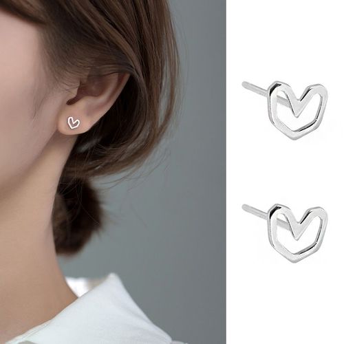 Boucles D'oreilles À Tige En Argent 925 Pour Femmes, Piercing, Coeur D'amour, Bijoux De Mariage Élégants, Cadeau, Eh608