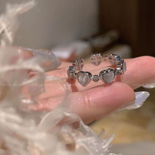 Bague Naren Cristal Rose Géométrique Kpop, Pierre De Lune, Bague Gothique, Accessoires Y2k, Bijoux De Carillon, E855