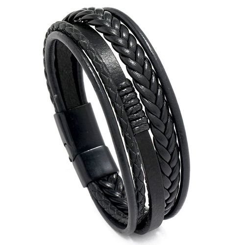Bracelets En Cuir Marron Multicouches Pour Hommes Et Femmes, Bijoux En Acier Inoxydable, Corde Tressée, Tendance, E418