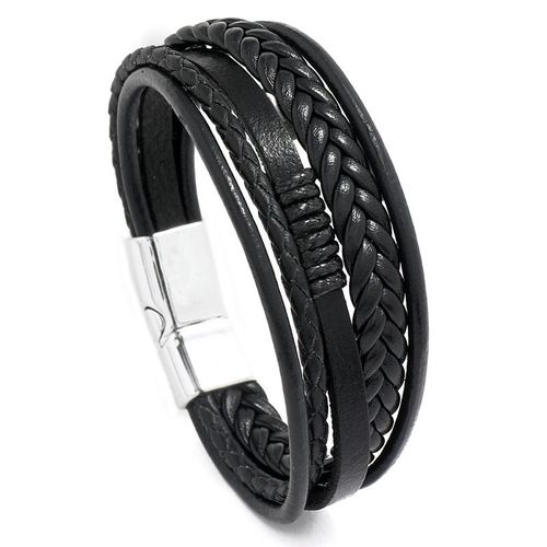 Bracelets En Cuir Marron Multicouches Pour Hommes Et Femmes, Bijoux En Acier Inoxydable, Corde Tressée, Tendance, E418