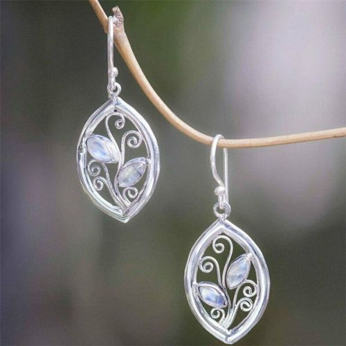Boucles D'oreilles Gothiques Tibétaines En Argent, Vintage, Pierre De Lune, Géométrique, Pour Femmes, Bol, Ixde Mariage, Punk, Bijoux, Pendientes Eh1445