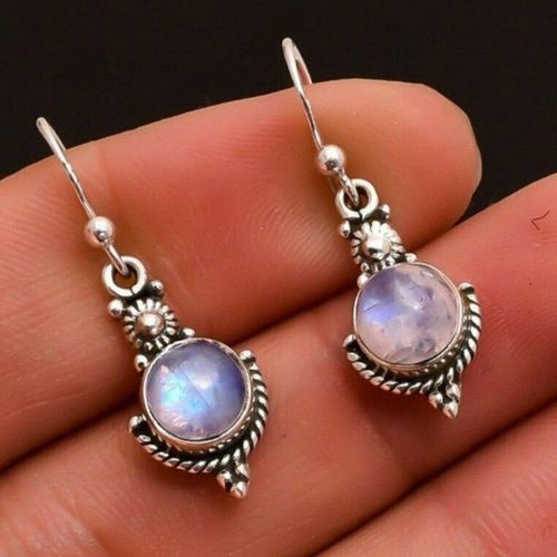 Boucles D'oreilles Gothiques Tibétaines En Argent, Vintage, Pierre De Lune, Géométrique, Pour Femmes, Bol, Ixde Mariage, Punk, Bijoux, Pendientes Eh1445