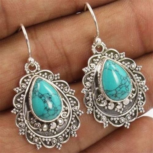 Boucles D'oreilles Gothiques Tibétaines En Argent, Vintage, Pierre De Lune, Géométrique, Pour Femmes, Bol, Ixde Mariage, Punk, Bijoux, Pendientes Eh1445