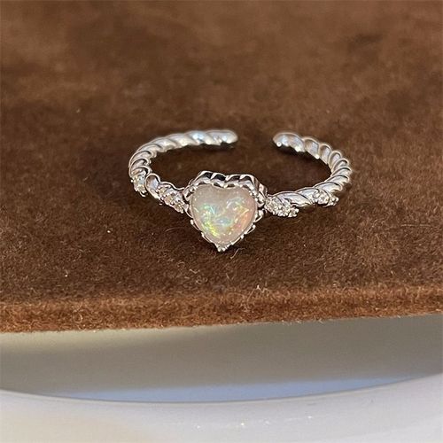 Bagues En Pierre De Lune Pour Femmes, Coeur D'amour, Mode, Belle Fille, Ouvert, Réglable, Kpop, Bijoux De Fête, Cadeau, E889