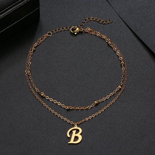 Acier Inoxydable Femme Cheville 26 Lettres A-Z Simple Et À La Mode Dernière Tendance Style Chaîne Pendentif Bracelets Pour Les Femmes Bijoux Bijoux Femme