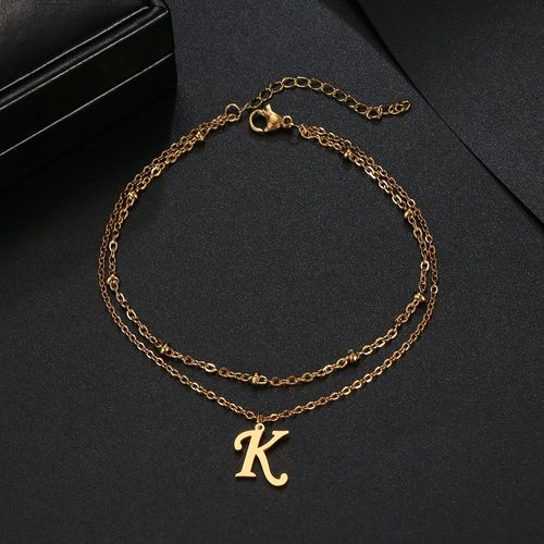 Acier Inoxydable Femme Cheville 26 Lettres A-Z Simple Et À La Mode Dernière Tendance Style Chaîne Pendentif Bracelets Pour Les Femmes Bijoux Bijoux Femme