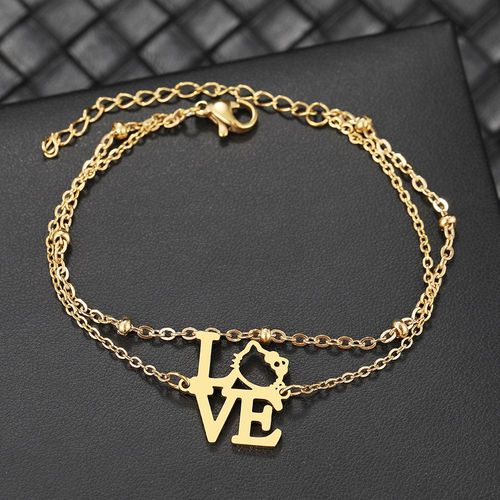 Bracelets En Acier Inoxydable Pour Femme, Pendentif Anime Cartoon Cat Love, Breloques Jocharms, Perle Multicouche, Bijoux Cadeaux De Fête