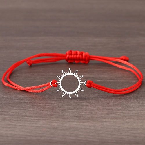 Bracelets Porte-Bonheur Tressés À La Main En Acier Inoxydable Pour Femme, Fleur De Soleil, Ulnoire Et Rouge, Accessoires De Mode, Cadeau De Bijoux