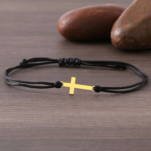 Bracelets Tressés À La Main En Acier Inoxydable Pour Femmes, Croix De Jésus Classique, Ulrouge Noire Porte-Bonheur, Bracelet À Breloques À La Mode, Cadeaux De Bijoux