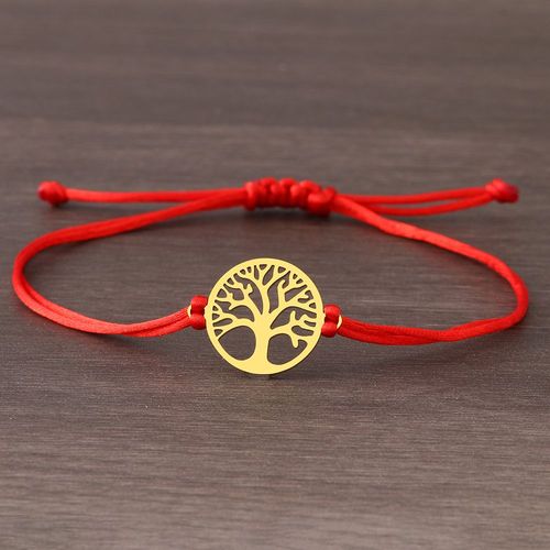 Bracelets Rétro En Acier Inoxydable Pour Femme, Arbre De Fortune, Bracelet Porte-Bonheur Tressé À La Main, Ulnoire Et Rouge, Bijoux Fantaisie