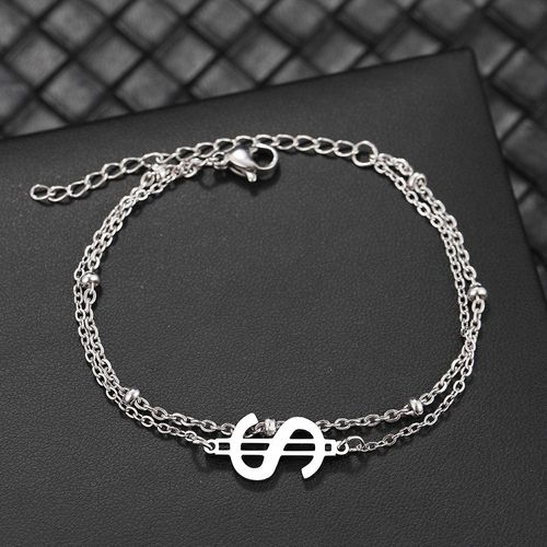 Bracelets En Acier Inoxydable Pour Femmes, Pendentif Signe Dollar, Perle Multicouche, Breloques Fantaisie, Bijoux K-Pop, Cadeaux De Fête