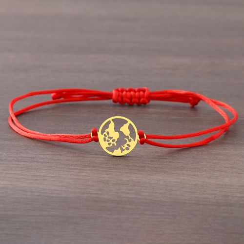 Bracelets Carte Du Monde En Acier Inoxydable Pour Femme, Accessoires De Mode Tressés À La Main, Ulnoire Rouge, Porte-Bonheur, Bijoux Cadeaux