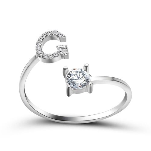 Bague En Alliage De Couleur Argent Pour Femmes, Nouvelle Mode, Strass Ronds, Mosaïque, 26 Lettres Irrégulières, Ouverture Réglable, Bijoux À La Mode