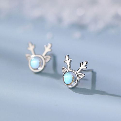 Boucles D'oreilles À Tige En Pierre De Lune Pour Femmes, Bijoux D'oreille En Bois De Cerf, Wapiti, Cadeau De Noël, Mode 2023, Eh025