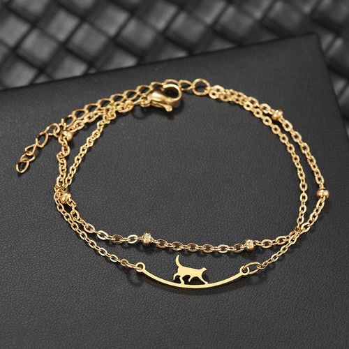 Bracelets En Acier Inoxydable Pour Femmes, Mode Coréenne, Chat Paresseux, Marche, Perle Multicouche, Breloques, Bijoux, Cadeaux De Fête