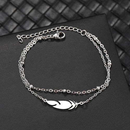 Bracelets Multicouches En Acier Inoxydable Pour Femme, Pendentif En Perle, Plume De Joe, Charme Esthétique À La Mode, Bijoux Cadeaux D'été