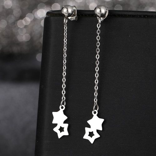 Boucles D'oreilles Deux Étoiles En Acier Inoxydable Pour Femmes, Pendentif Pompon, Bijoux Doux, Cadeaux De Fête, Mode Coréenne, Tendance, Nouveau, 2022
