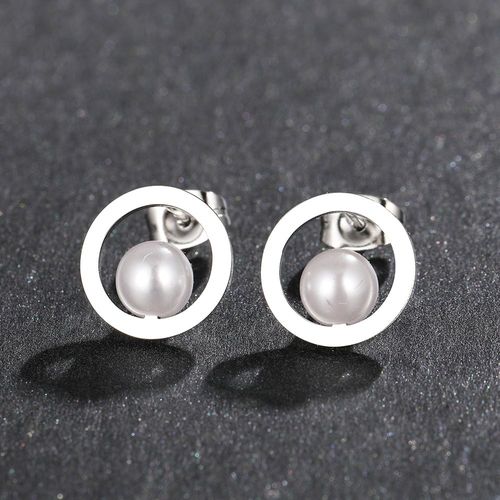 Boucles D'oreilles En Acier Inoxydable Pour Femmes, Bijoux Délicats, Petit Charme Rond, Goujon De Perle De Mode, Fête De Luxe, Cadeau Insolite Pour Fille