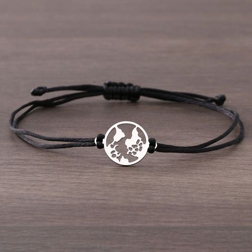 Bracelets Carte Du Monde En Acier Inoxydable Pour Femme, Accessoires De Mode Tressés À La Main, Ulnoire Rouge, Porte-Bonheur, Bijoux Cadeaux