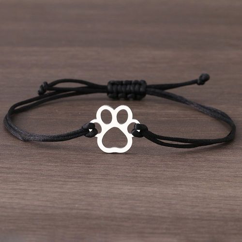 Bracelets En Acier Inoxydable Tressés À La Main Avec Patte De Chien Pour Femme, Bijoux Porte-Bonheur, Corde Rouge, Noir, À La Mode, Cadeaux De Fête
