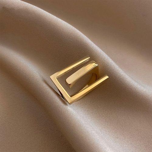 Bagues À Éléments Géométriques Pour Femme, Bijoux Coréens De Couleur Or En Acier Titane Exagéré Européen Et Américain, Nouvelle Mode 2020