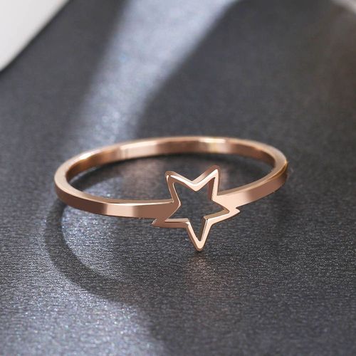 Dotifi ¿ Bagues En Acier Inoxydable 316l Pour Femmes, Pentagramme Creux Rose, Bague De Fiançailles Simple, Bijoux Raffiné, Cadeau