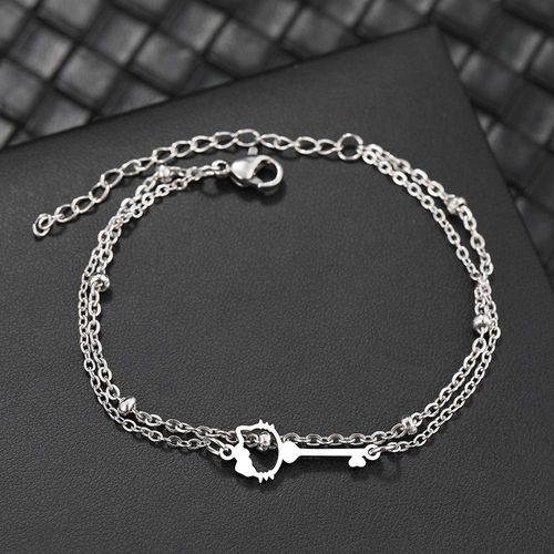 Bracelets En Acier Inoxydable Pour Femme, Pendentif Clé Chaton Mignon Anime, Breloques Jocharms, Perle Multicouche, Bijoux De Fête, Cadeau Pour Fille