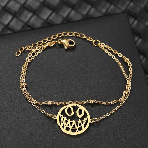 Bracelets En Acier Inoxydable Pour Femmes, Bijoux Hip Hop, Visage D'hélicoptère, Perle Multicouche, Jocharms, Cadeaux De Fête, Mode