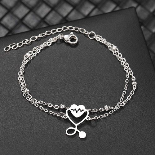 Bracelets En Acier Inoxydable Pour Femme, Battement De Coeur, Stéthoscope, K-Pop, Perle Multicouche, Jocharms, Bijoux À La Mode, Cadeau De Fête