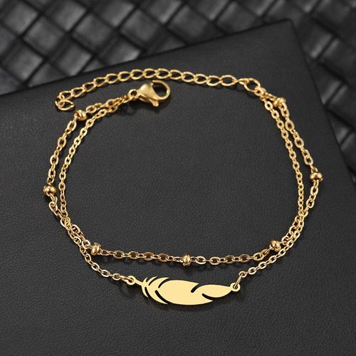 Bracelets Multicouches En Acier Inoxydable Pour Femme, Pendentif En Perle, Plume De Joe, Charme Esthétique À La Mode, Bijoux Cadeaux D'été