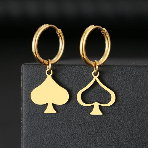 Boucles D'oreilles Coeurs De Poker En Acier Inoxydable Pour Femmes, Style Pique, Simple, Breloque À La Mode, Bijoux En Or, Beau Cadeau